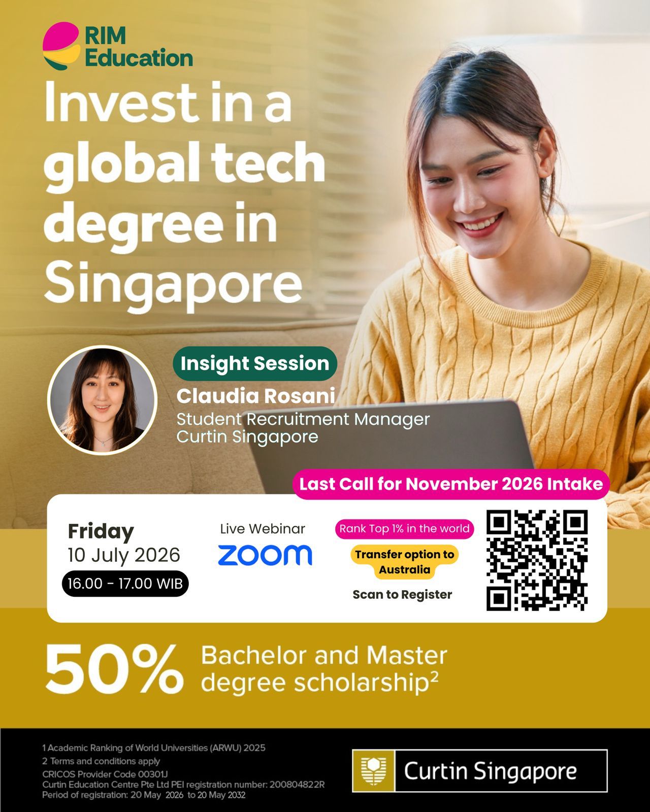 Curtin Singapore Session + Beasiswa 50%