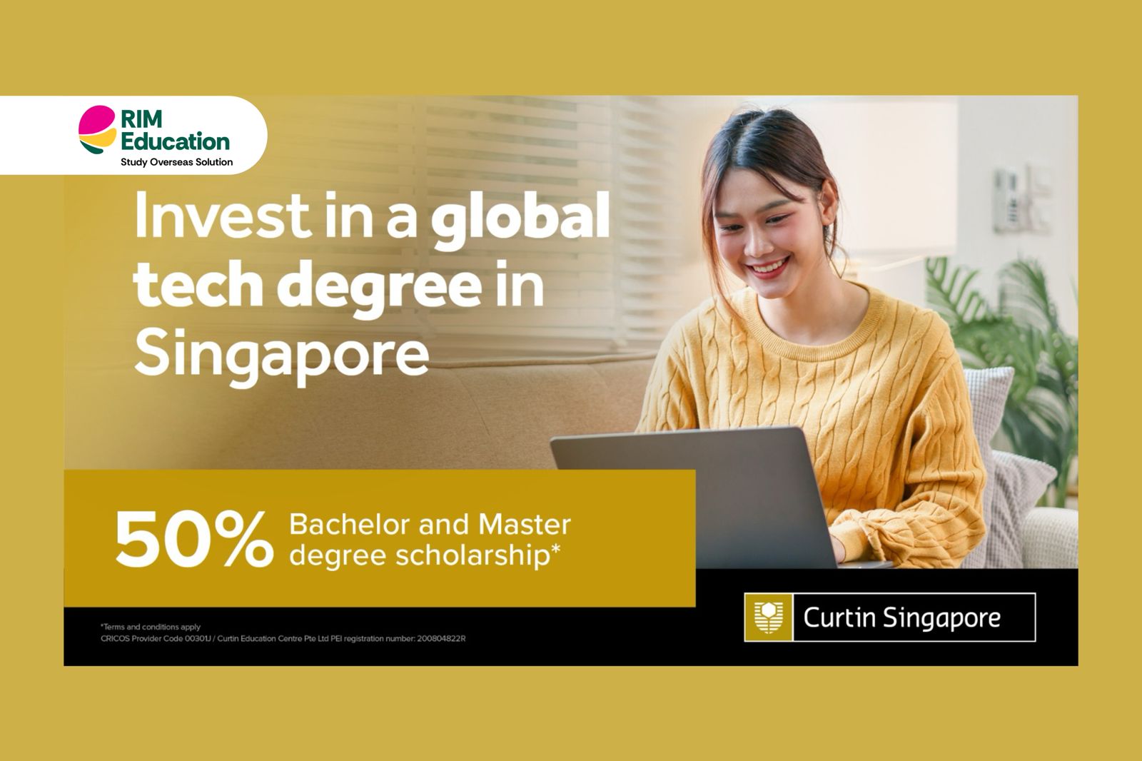 Curtin Singapore Scholarship of up to 50%